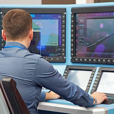 Flight controller at his desk